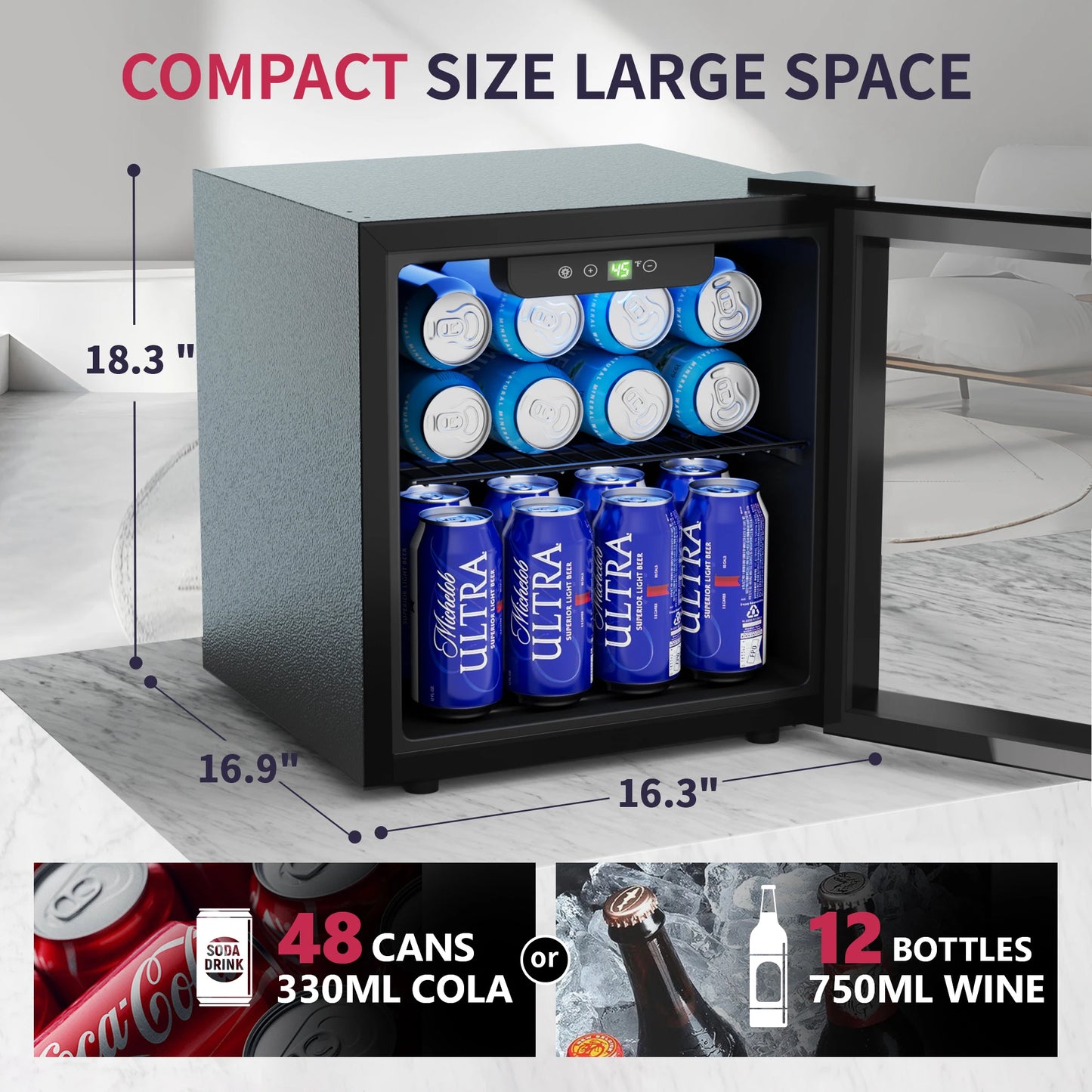 SIMZLIFE Mini Fridge Can Beverage Refrigerator Cooler