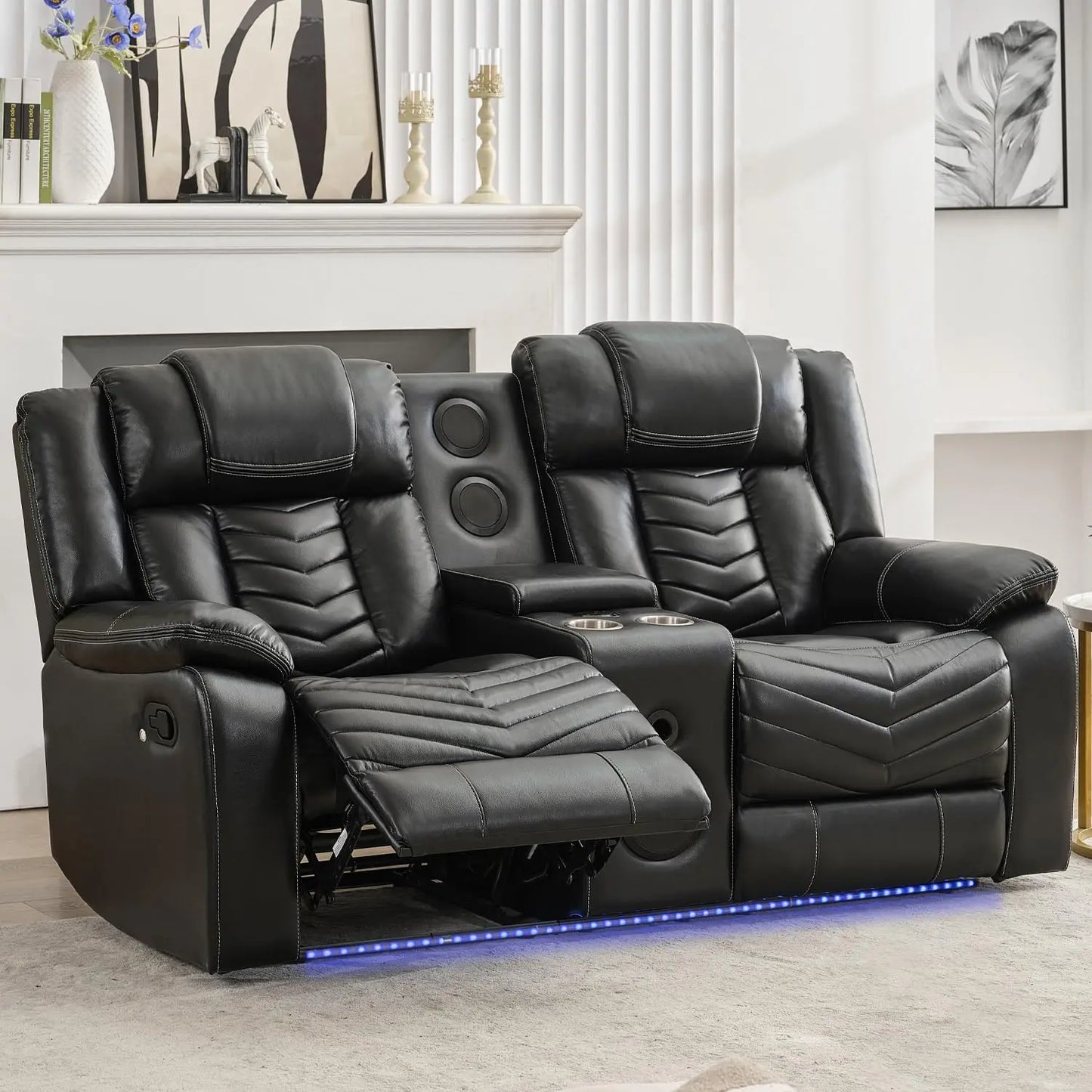 Manual Recliner Loveseat with Bass Speaker
