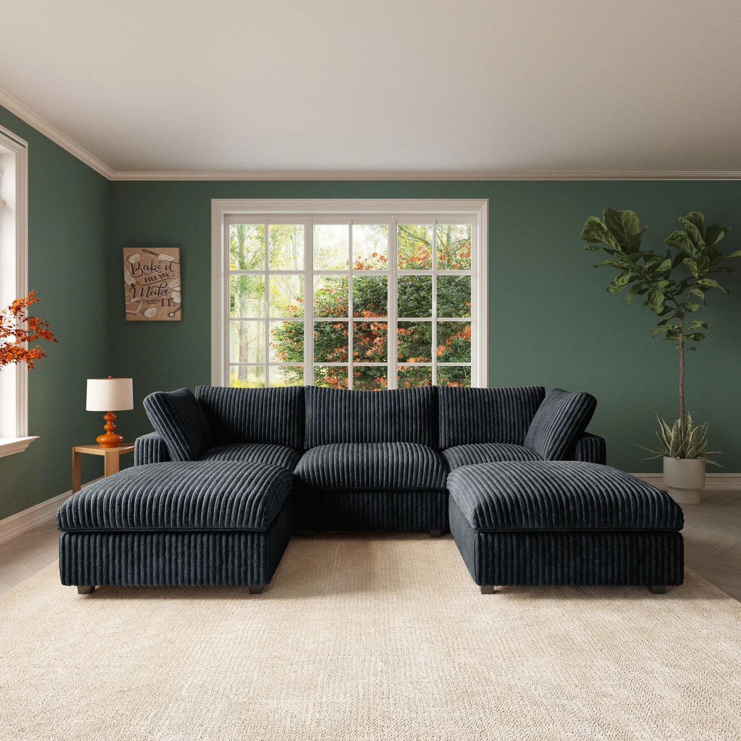 Comfy Plush Fabric Sectional Sofa Couch
