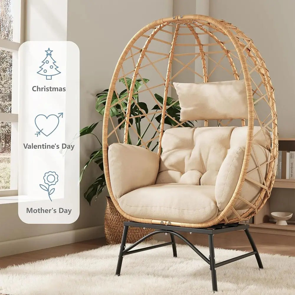 Outdoor Wicker Egg Chair With Cushion