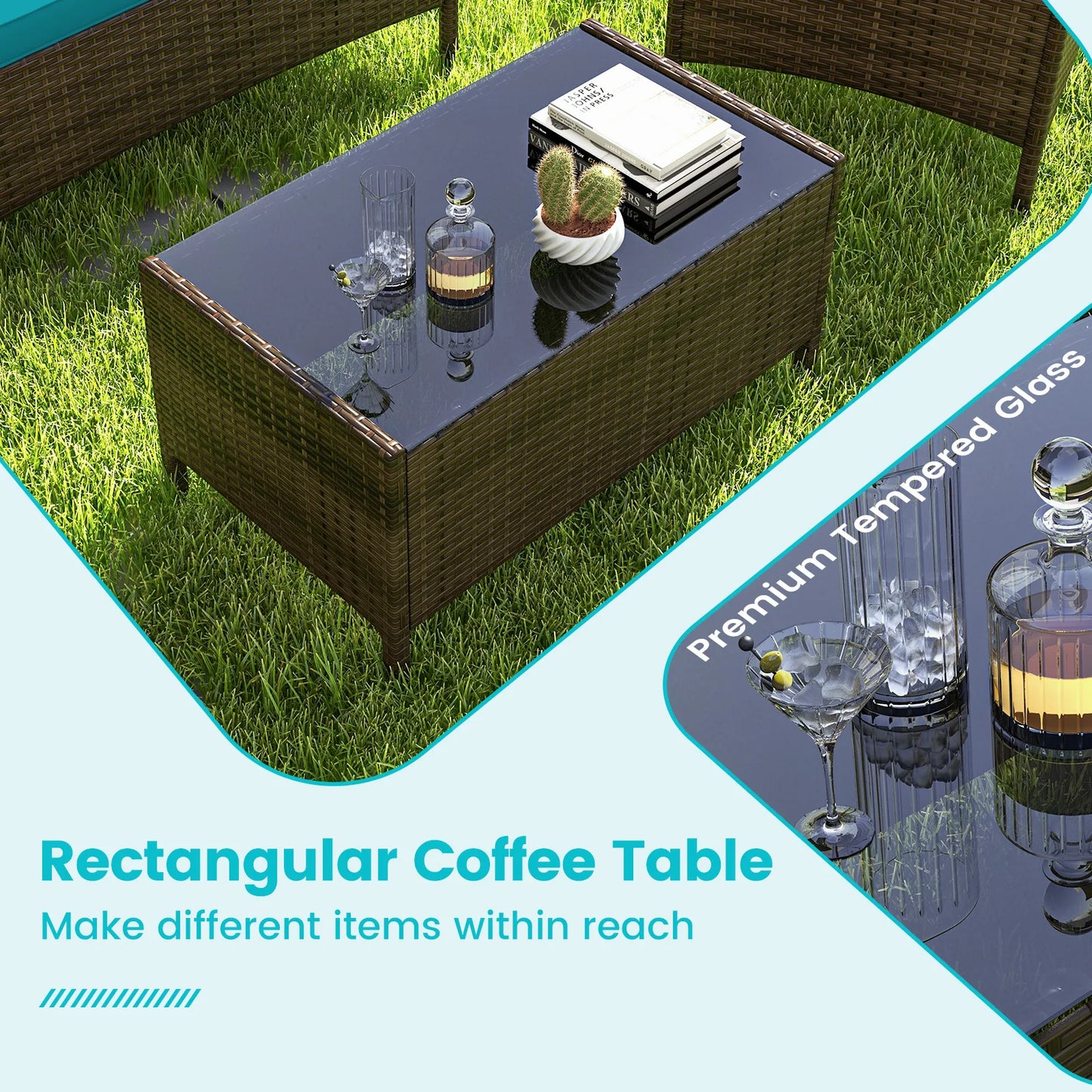 8 PCS Patio Furniture Set with Washable Cushions
