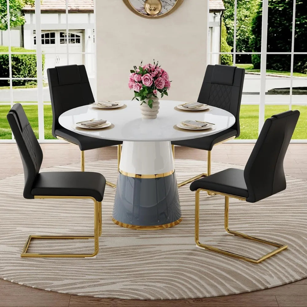 Modern Round Dining Table Set for 4