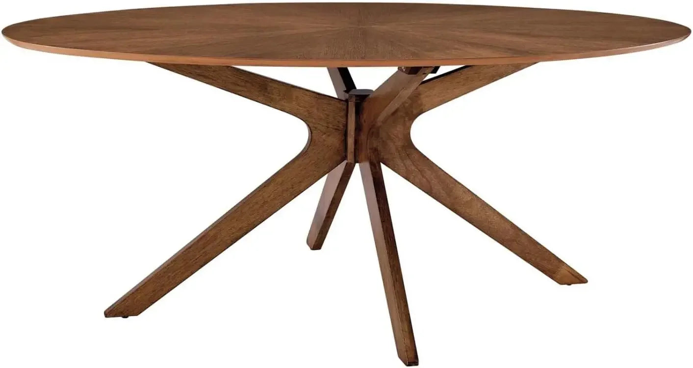 Modway Crossroads 71" Oval Wood Dining Table, Walnut