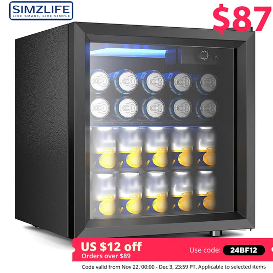 SIMZLIFE Mini Fridge Can Beverage Refrigerator Cooler