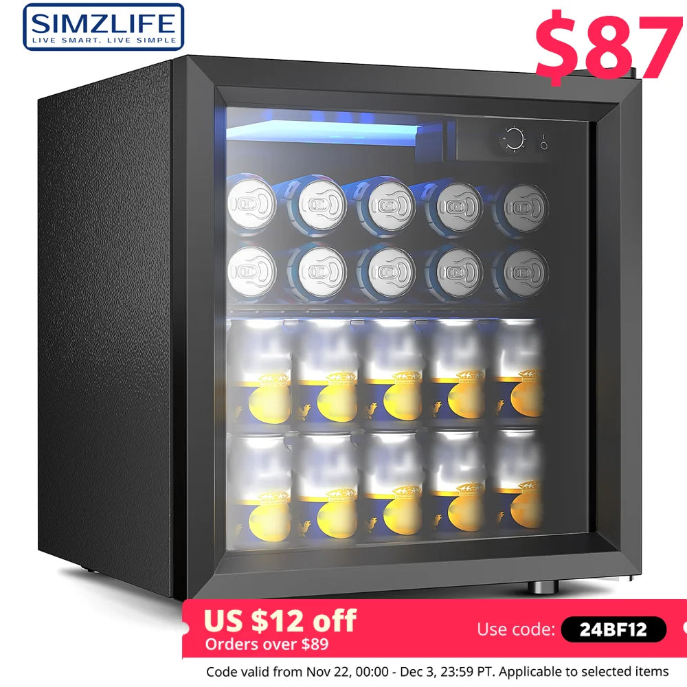 SIMZLIFE Mini Fridge Can Beverage Refrigerator Cooler