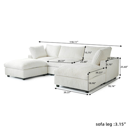 Comfy Plush Fabric Sectional Sofa Couch