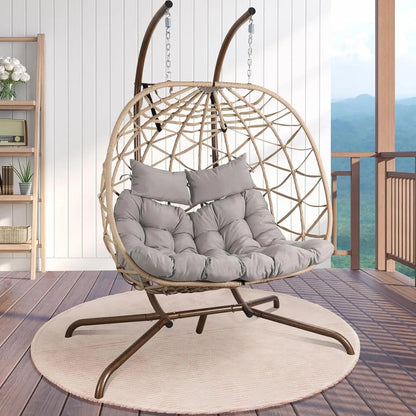 Outdoor Egg Swing Chair with Stand, 2 Person Swing