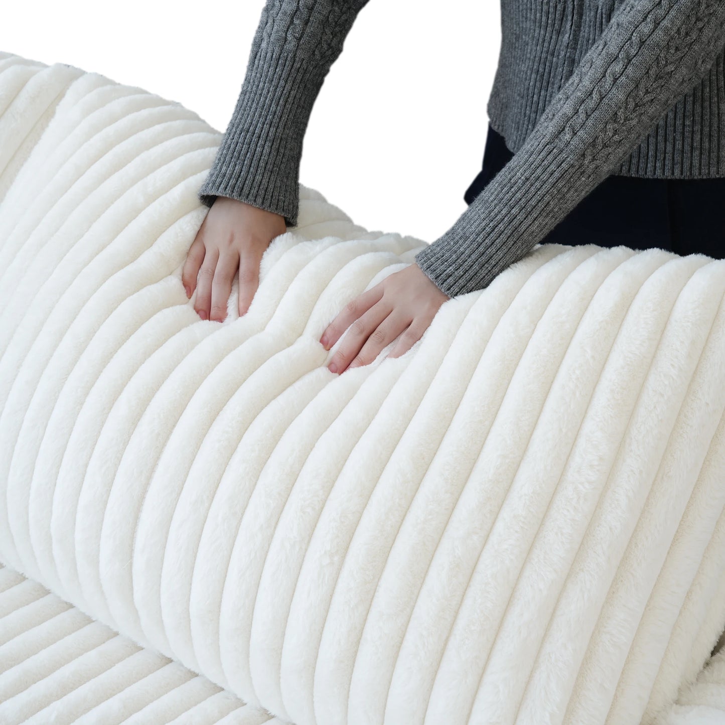 Comfy Plush Fabric Sectional Sofa Couch