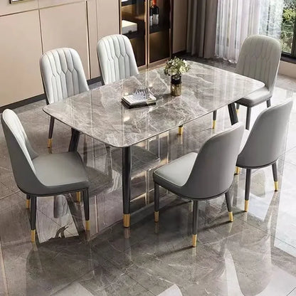Italian light luxury rock plate dining table and chair combination of modern simple small rectangular rental house dining table
