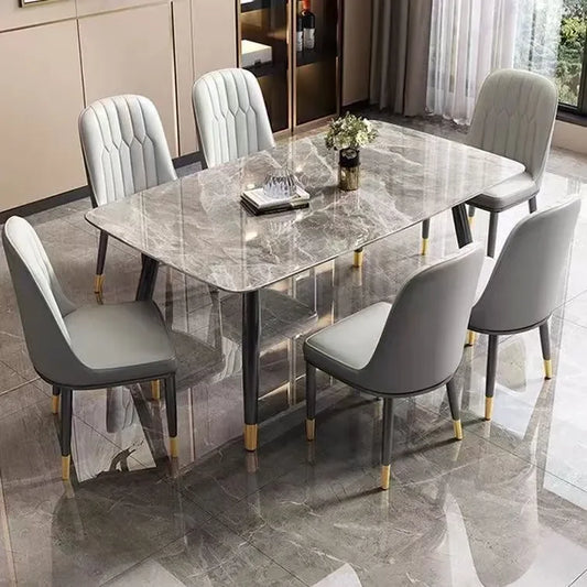 Italian light luxury rock plate dining table and chair combination of modern simple small rectangular rental house dining table