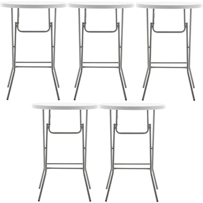 32" Round 43" Bar Height White Folding Table