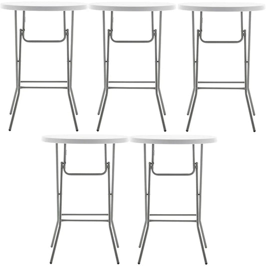 32" Round 43" Bar Height White Folding Table
