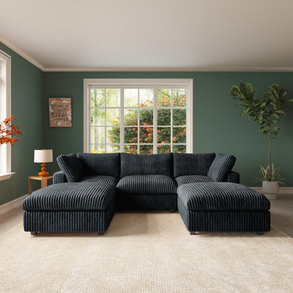 Comfy Plush Fabric Sectional Sofa Couch