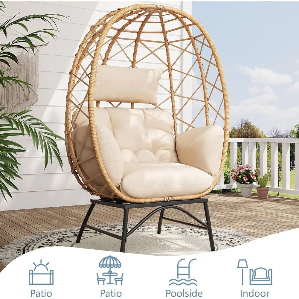 Outdoor Wicker Egg Chair With Cushion