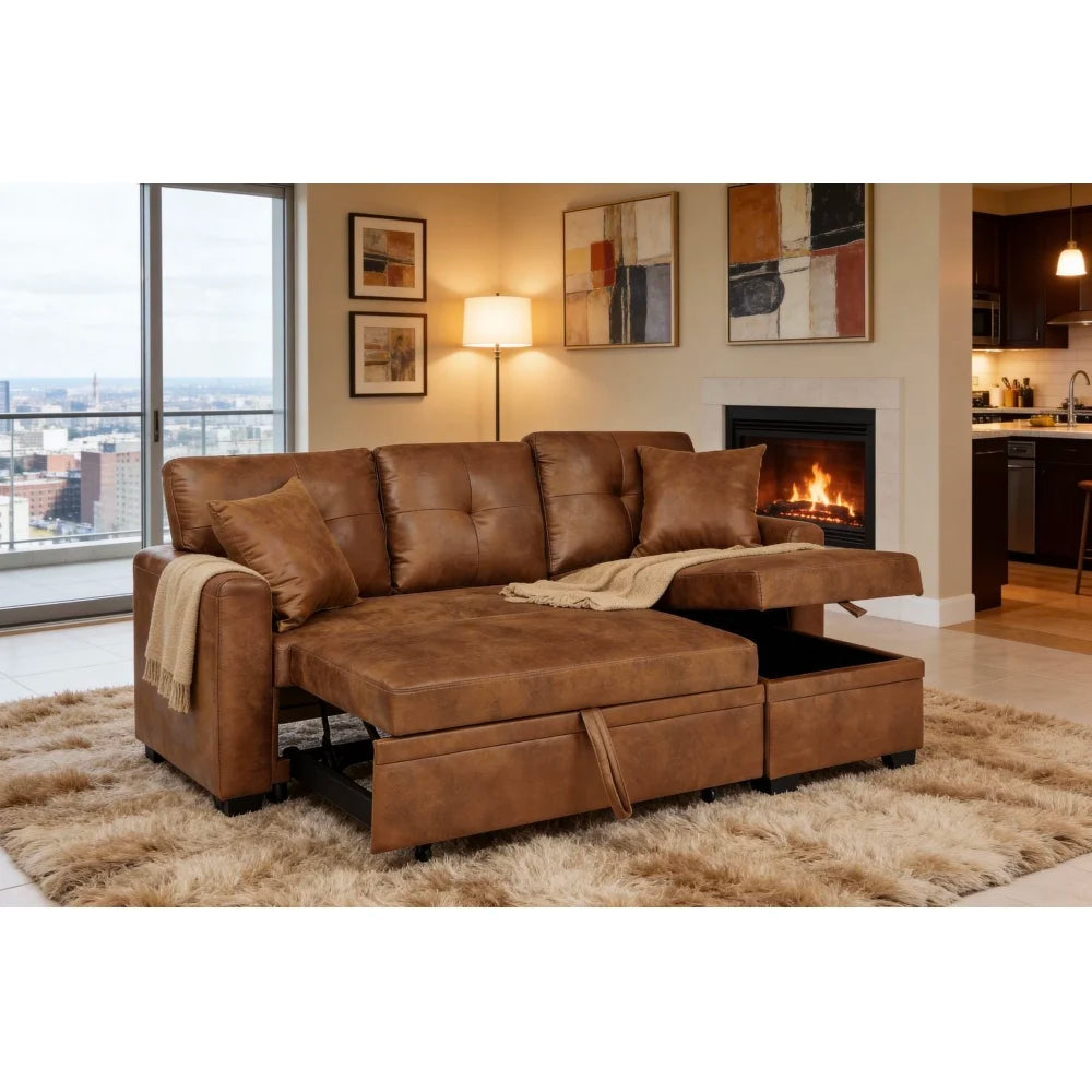 Sleeper Sofa, Sectional with Pull-Out Bed, Convertible Sofa Bed