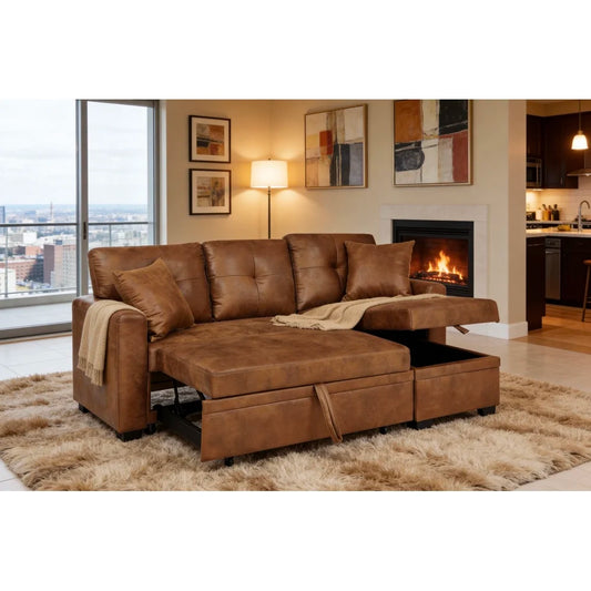 Sleeper Sofa, Sectional with Pull-Out Bed, Convertible Sofa Bed