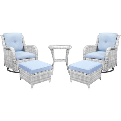 Swivel Rocker Furniture 5 Pieces Patio Wicker Sets