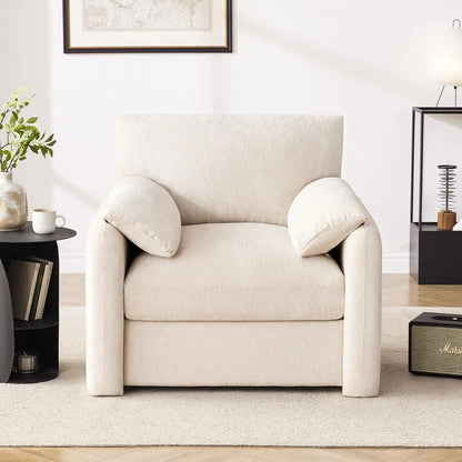 Chenille Oversized Livingroom Armchair Mid-Century
