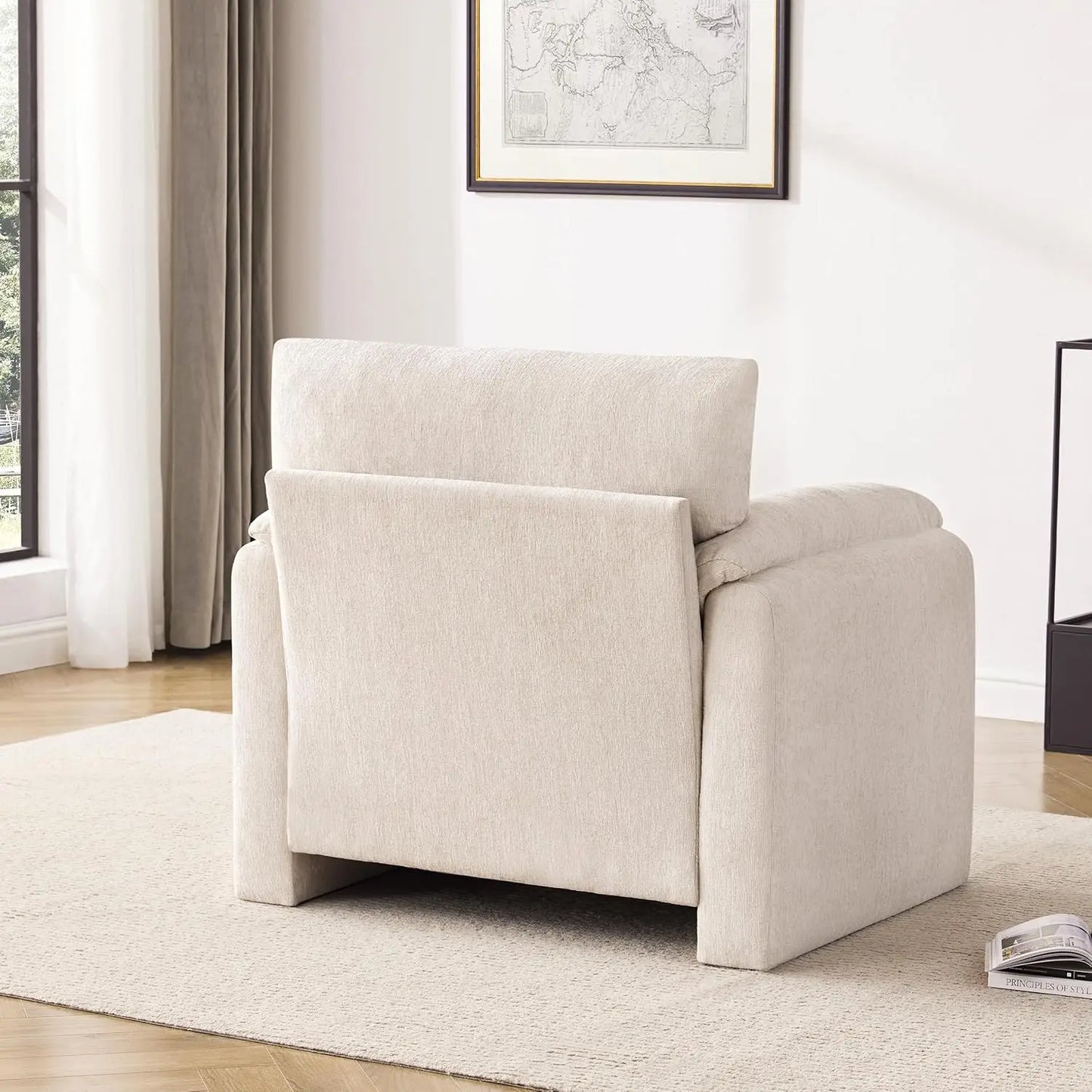 Chenille Oversized Livingroom Armchair Mid-Century
