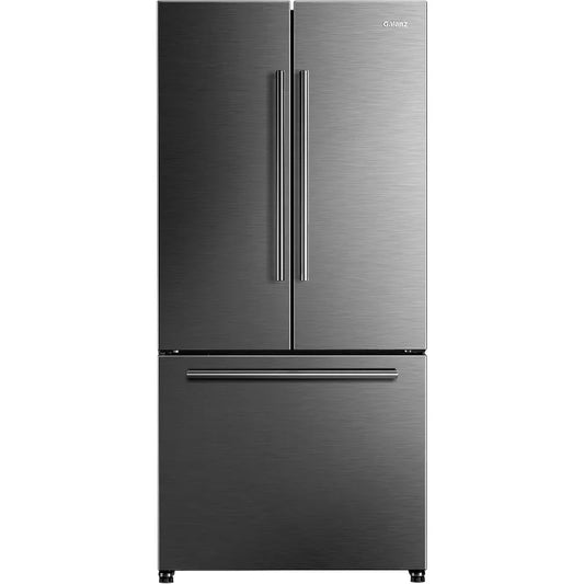 French Door Refrigerator with Installed Ice Maker and Bottom Freezer