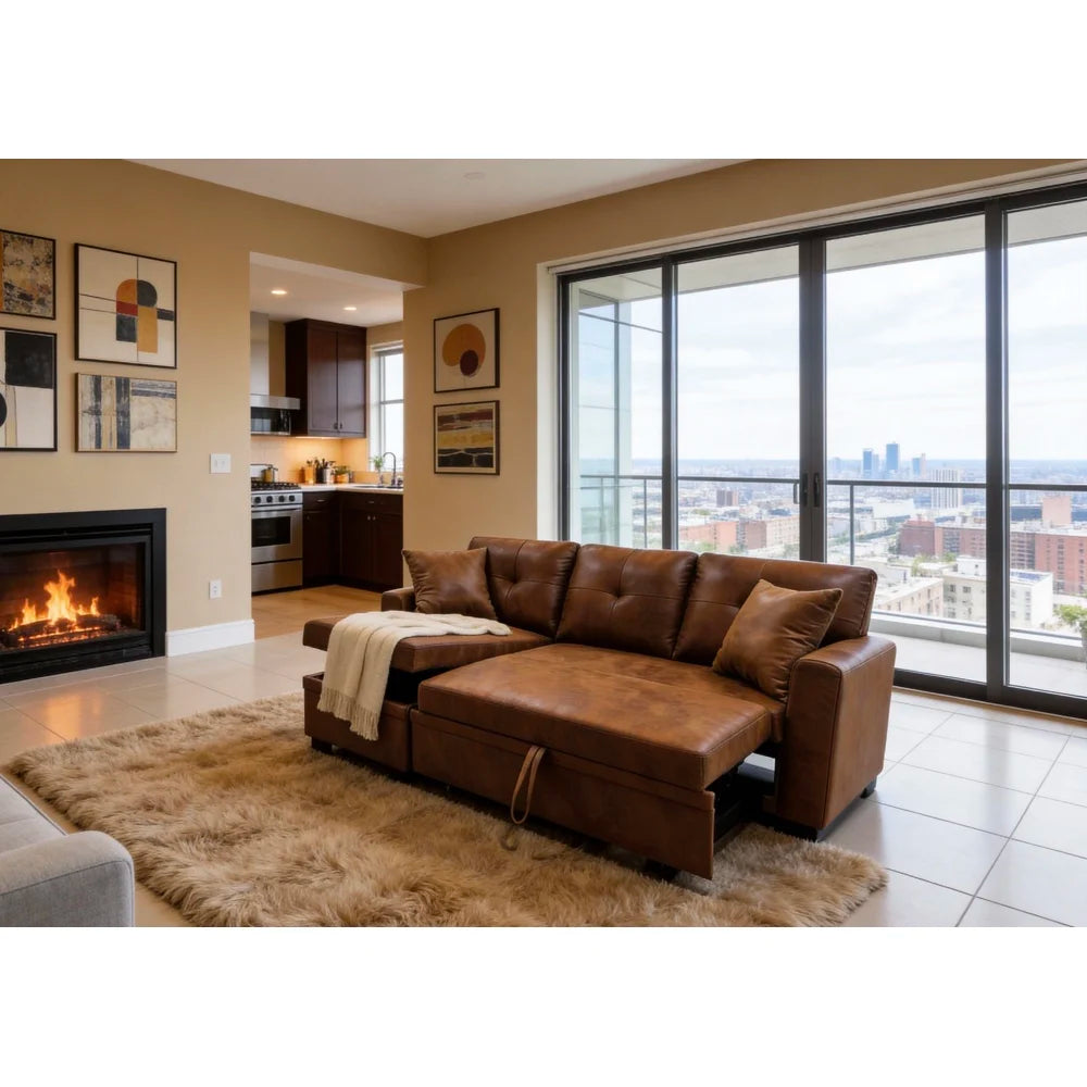 Sleeper Sofa, Sectional with Pull-Out Bed, Convertible Sofa Bed