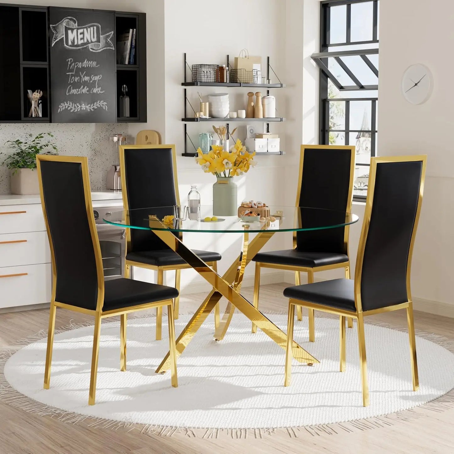 Round Dining Table Set for 4