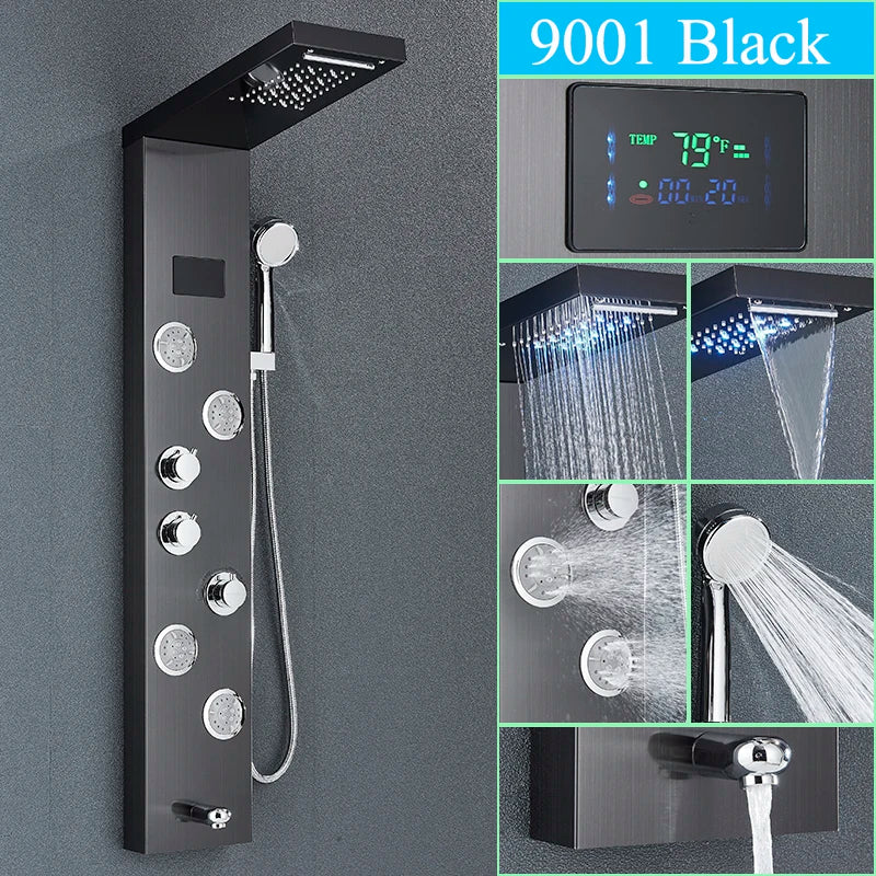 Digital Display Bathroom Shower Panel LED