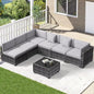 7 Piece Outdoor Patio Furniture Set, Outdoor Sectional Furniture, Rattan Chairs Glass Table Wicker Conversation Seating Sectiona
