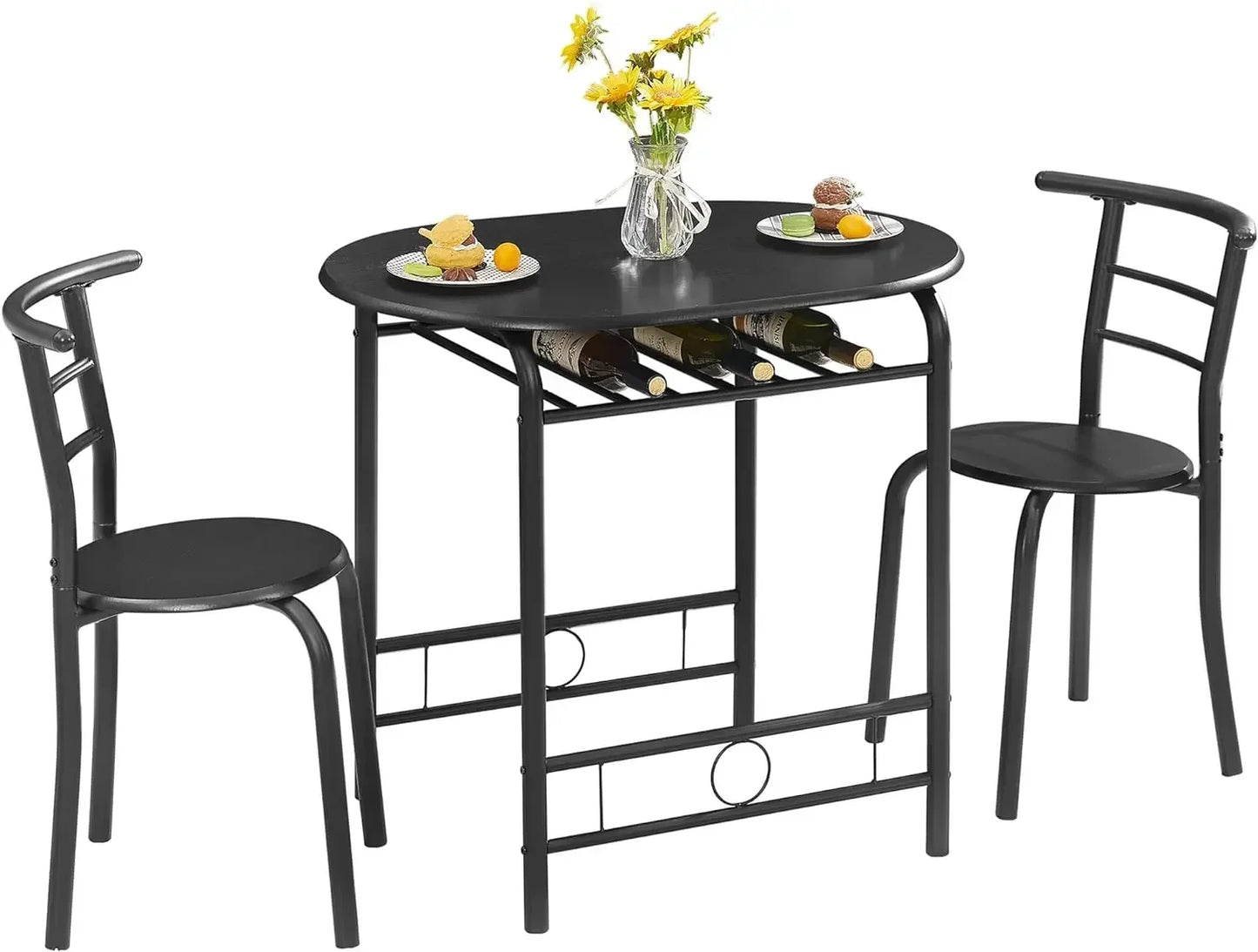3 Piece Small Round Dining Table Set
