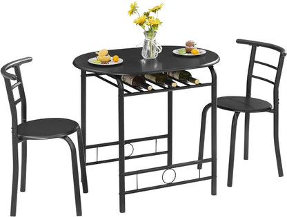 3 Piece Small Round Dining Table Set