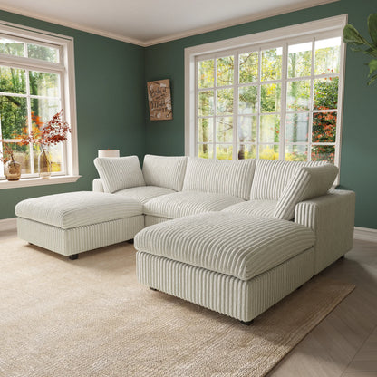 Comfy Plush Fabric Sectional Sofa Couch