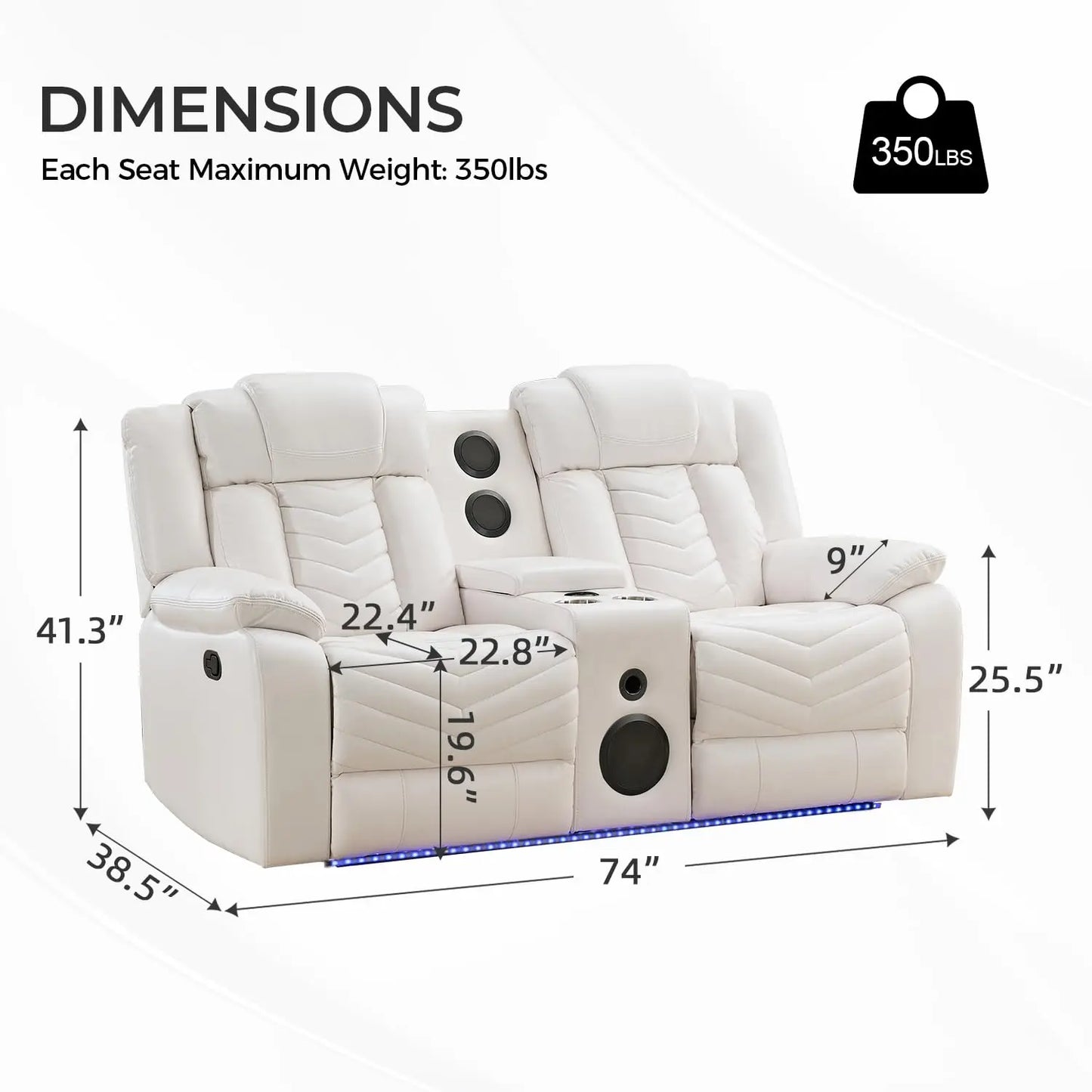 Manual Recliner Loveseat with Bass Speaker
