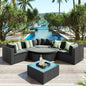 7-Piece Outdoor Patio Cushioned Half Moon Sofa Set