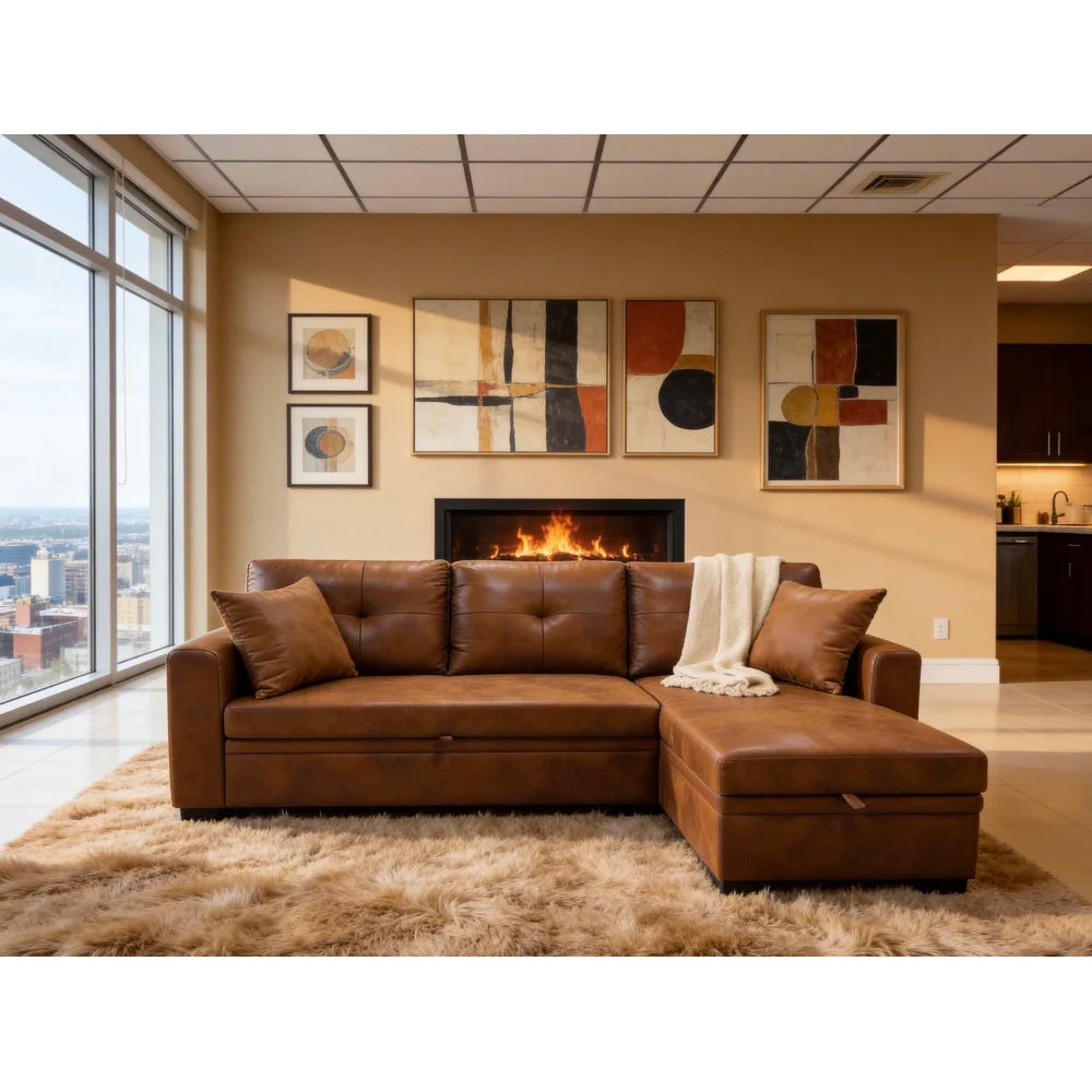 Sleeper Sofa, Sectional with Pull-Out Bed, Convertible Sofa Bed