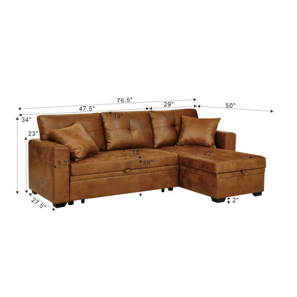 Sleeper Sofa, Sectional with Pull-Out Bed, Convertible Sofa Bed