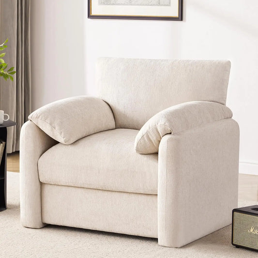 Chenille Oversized Livingroom Armchair Mid-Century