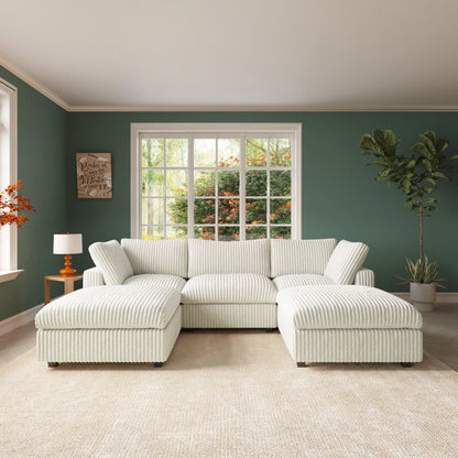 Comfy Plush Fabric Sectional Sofa Couch