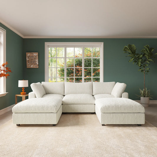 Comfy Plush Fabric Sectional Sofa Couch
