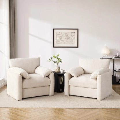 Chenille Oversized Livingroom Armchair Mid-Century
