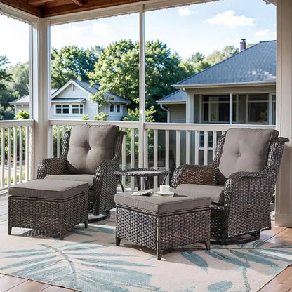Swivel Rocker Furniture 5 Pieces Patio Wicker Sets