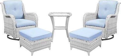 Swivel Rocker Furniture 5 Pieces Patio Wicker Sets