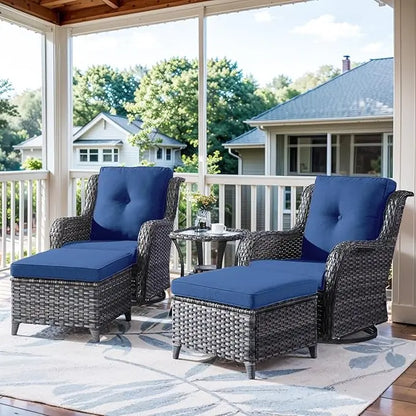 Swivel Rocker Furniture 5 Pieces Patio Wicker Sets