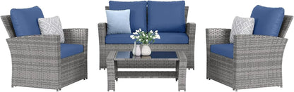 4 Pieces Outdoor Patio Furniture Wicker set