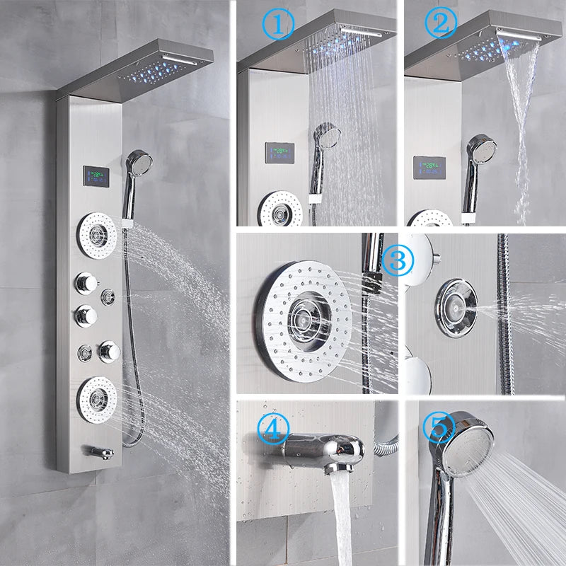 Digital Display Bathroom Shower Panel LED