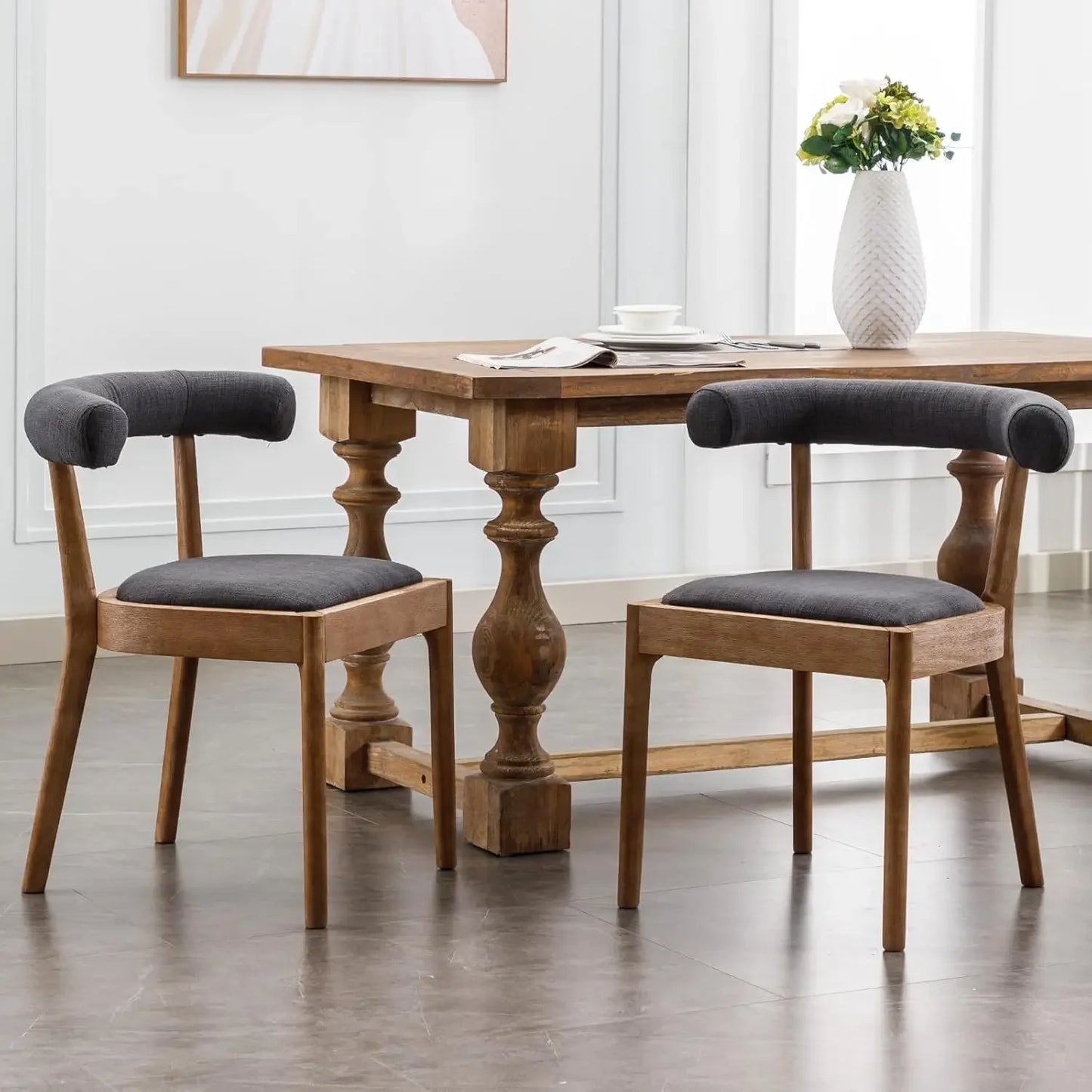 Dining Chairs Set of Fabric Kitchen Chairs Mid Century