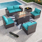 7 Pieces Outdoor Patio Furniture Set W/Firepit
