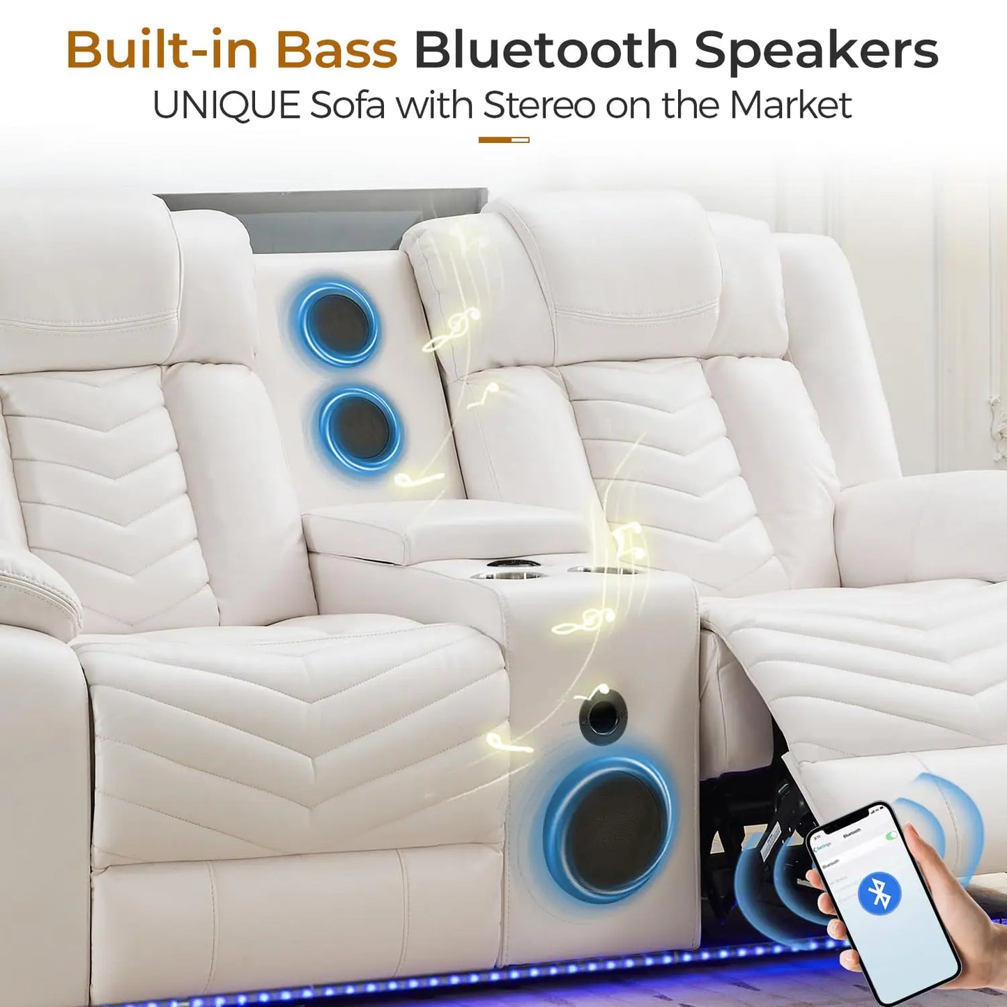 Manual Recliner Loveseat with Bass Speaker