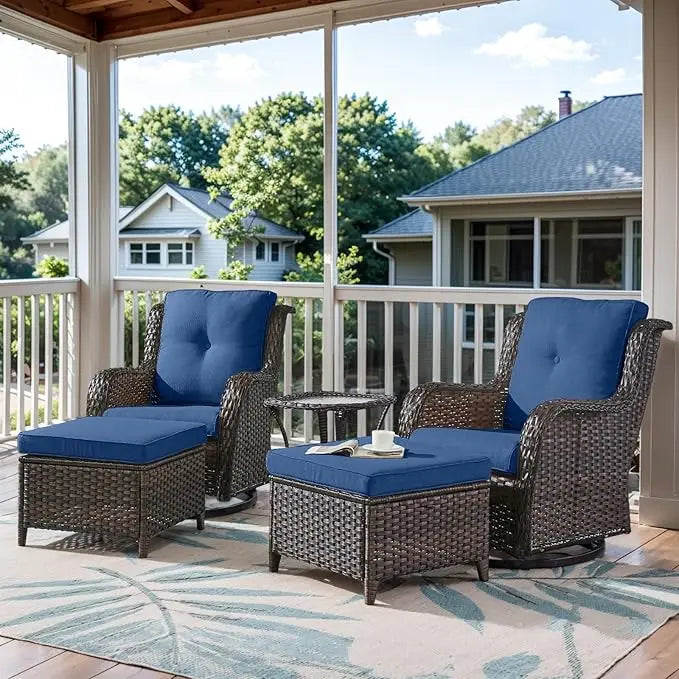 Swivel Rocker Furniture 5 Pieces Patio Wicker Sets