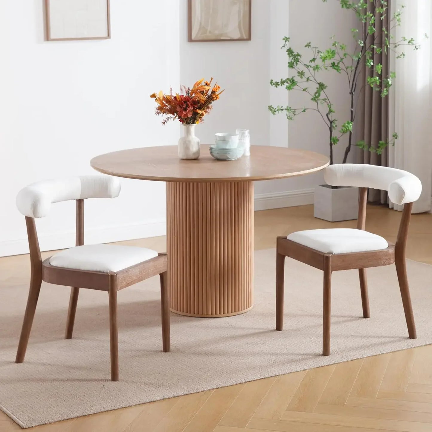 Dining Chairs Set of Fabric Kitchen Chairs Mid Century