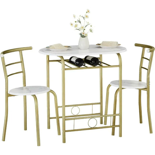 3 Piece Small Round Dining Table Set
